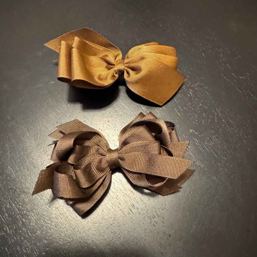 Elegant Brown and Tan Hair Bows for Kids